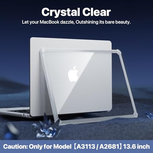Soonjet for MacBook Air 13 inch Case | M5 M4 M3 M2 2026-2022 13.6'' | Profi ShockBumper | Military Drop Protection | Clear Hard Shell Cover | Crystal Clear - color: White
