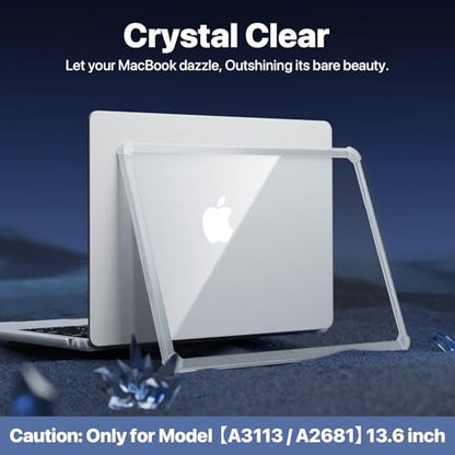 Soonjet for MacBook Air 13 inch Case | M5 M4 M3 M2 2026-2022 13.6'' | Profi ShockBumper | Military Drop Protection | Clear Hard Shell Cover | Crystal Clear - color: White