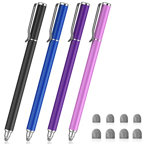 METRO Universal Stylus Pens for Touch Screens - High Sensitivity Capacitive Stylus Fiber Tips 2 in 1 Touch Screen Pen for iPad iPhone and All Other Tablets & Cell Phones (Black/Blue/Purple/Pink) - color: Black/Dark Blue/Purple/Pink