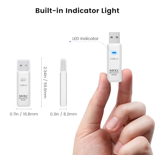 USB2.0 SD/TF Card Reader, USB 2.0 480Mbps Dual Slot OTG Memory Card Adapter for TF/Micro SD/SD/SDXC/Micro SDXC/Micro SDHC Memory Cards, Compatible with MacBook Pro/Air (White) - size: Card-Reader-2.0-White