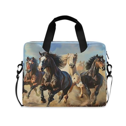 Running Horses Laptop Messenger Bag Case Sleeve Crossbody Briefcase for Men Women with Shoulder Strap Handle 13 14 15.6 inch