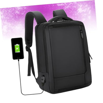 Alipis Business Laptop Backpack for Men, Large Capacity USB Charging Bag, Waterproof Black Travel and Work Laptop Bag