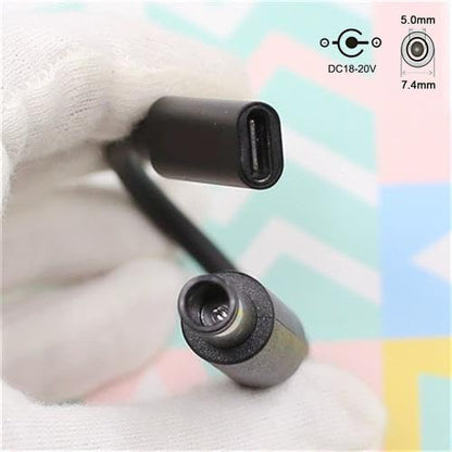 7.4x5.0mm Dell Slim Tip Adapter (Requires 100W PD Charger), Female USB-C to Male Power Connector for 45W/65W/90W 7.4mm Dell Laptops, Will NOT Charge with Phone Charger
