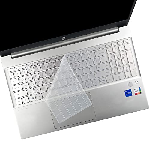 Keyboard Cover for HP 15.6" Laptop, HP Pavilion 15.6, HP Laptop 15t 15z 17t 17z 15-fc 15-fd 15-eg 15-er 15-eh 17-cn 17-cp Seires 15-fc0099nr 15-fd0023dx 15-er1051cl 15t-eg300 17t-cn300 17z-cp200 - color: Clear(Regular Letters)