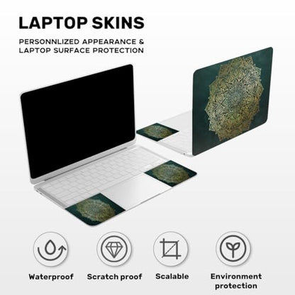 Mandalas Laptop Skin Sticker Decal PVC Vinyl Sticker Notebook PC Protector Waterproof Scratch Resistant Laptop Skin for 12.1 13 13.3 13.6 14 15 15.3 16 Inch Bohemian Style Deep Teal - color: Deep Teal Bohemian