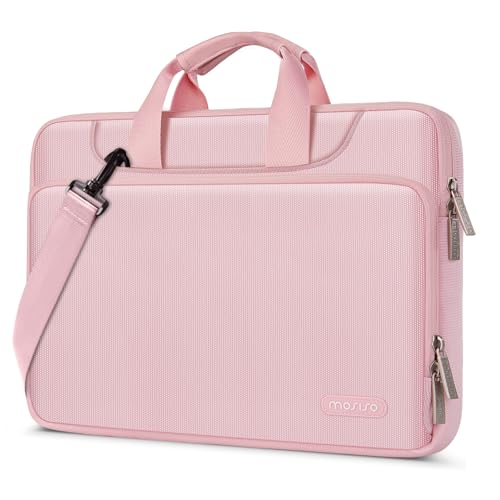 MOSISO 360 Protective Laptop Bag 14 inch, 14 inch Computer Bag | Compatible with HP Lenovo Dell ASUS Acer, HP Stream,Dell Latitude,IdeaPad, Laptop Carrying Case with Strap&Handle, Pink - color: Pink, size: 14 inch
