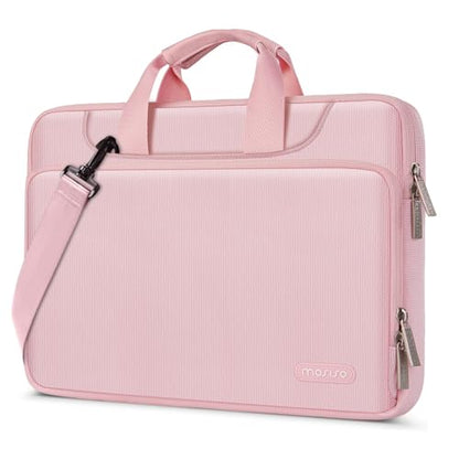 MOSISO 360 Protective Laptop Bag 15.6 inch, 15-16 inch Computer Bag Compatible with MacBook Air 15 inch/Pro 16 inch, HP,Dell,Lenovo,Asus,Notebook, Laptop Carrying Case with Strap&Handle, Pink - color: Pink, size: 16 inch