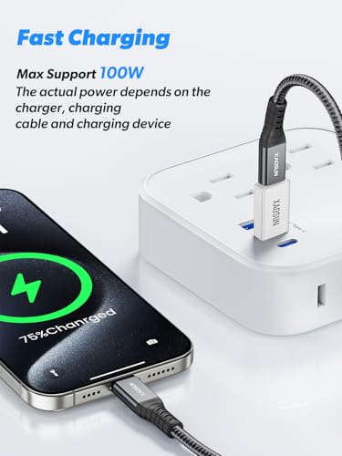 XAOSUN 10Gbps USB to USB C Adapter 3 Pack, 3.1 USBC Female to USB Male Adapter, One-Sided SuperSpeed Data Sync, 100W Fast Charging for iPhone 16 15 14 13, Laptop, Charger, Quest Link, etc, Sliver - color: Silver-3Pack