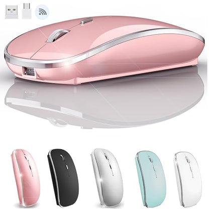JETTA Wireless Mouse for MacBook Pro MacBook Air MacBook Laptop Mac iMac Desktop Computer Chromebook PC Laptop 2.4 USB/USB C Mouse (Rose Gold) - color: Rose Gold