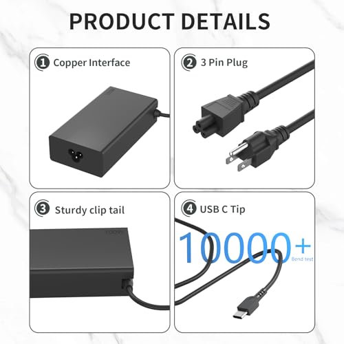 100W 20V 5A Type C Laptop Charger for Lenovo Yoga Slim 7 Pro, IdeaPad 5 Pro16 ThinkPad 15 16 X280, Compatible P/N: ADL100YLC3A 5A11J62105 SA11D52396 Power Supply Adapter