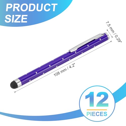 PATIKIL Stylus Pens for Touch Screens, 12 Pcs High Precision Universal Bling Stylus Crystal Metal Capacitive Pen for Touch Screen Devices Phone Tablets Laptop, Purple - color: Purple
