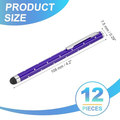 PATIKIL Stylus Pens for Touch Screens, 12 Pcs High Precision Universal Bling Stylus Crystal Metal Capacitive Pen for Touch Screen Devices Phone Tablets Laptop, Purple - color: Purple