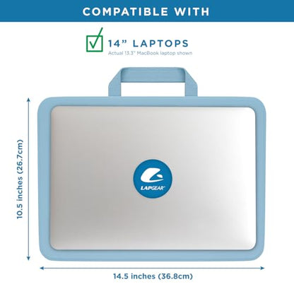 LAPGEAR Compact Lap Desk – Sky Blue, Fits 14" Laptops | Microbead Cushion, Built-In Pencil Slot, Carry Handle, Fits Standard Letter-Size Paper (8.5" × 11") - color: Sky Blue, size: 14″ Laptop (Compact)