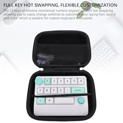 Asixxsix Number Pad, RGB 15 Keys Hot Swappable Wireless Numeric Keypad Macro Programmable Rechargeable Number Keypad with 3 Mode USB C 2.4G Bluetooth for Laptop Desktop Computer PC (White Green) - color: White Green