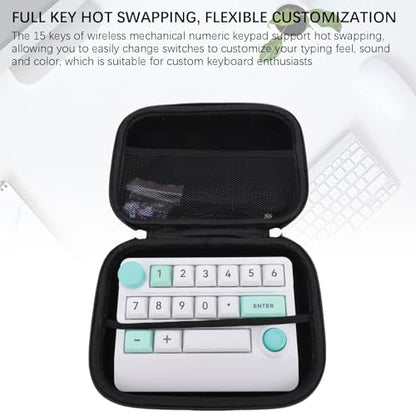 Asixxsix Number Pad, RGB 15 Keys Hot Swappable Wireless Numeric Keypad Macro Programmable Rechargeable Number Keypad with 3 Mode USB C 2.4G Bluetooth for Laptop Desktop Computer PC (White Green) - color: White Green