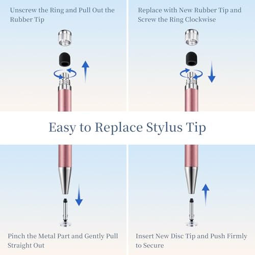 ChaoQ 2-in-1 Stylus Pen for Touchscreen, 6pcs High Sensitivity and Precision Stylus Pens for iPad iPhone Android Suitable for All Touch Screens (Rose Gold) - color: 6 Rose Gold