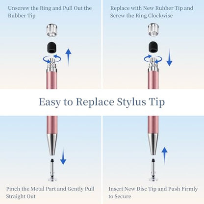 ChaoQ 2-in-1 Stylus Pen for Touchscreen, 6pcs High Sensitivity and Precision Stylus Pens for iPad iPhone Android Suitable for All Touch Screens (Rose Gold) - color: 6 Rose Gold