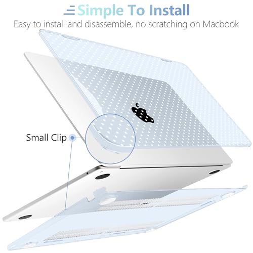 MEEgoodo for M5/M4/M3/M2 MacBook Air 15 inch Case 2026 2025 2024 2023, Case Fit Model (A3448/A3241/A3114/A2941) for MacBook Air 15.3 inch, Blue & Polka Dots - color: Blue & Polka Dots