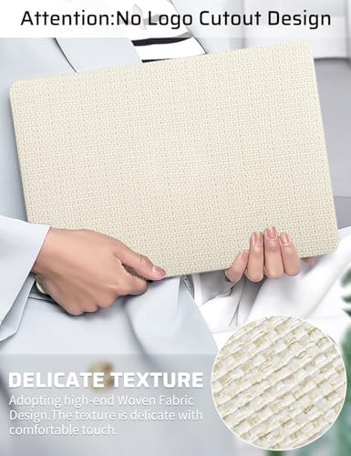 Seorsok Compatible with MacBook Air 13 Inch Case 2022-2018 Release A1932 A2179 M1 A2337 Touch ID,Elegant Leather Plastic Hard Shell Case with Keyboard Cover,Beige Woven Fabric No Logo Cutout Design - color: Beige, size: Air 13(A1932 A2179 M1 A2337)