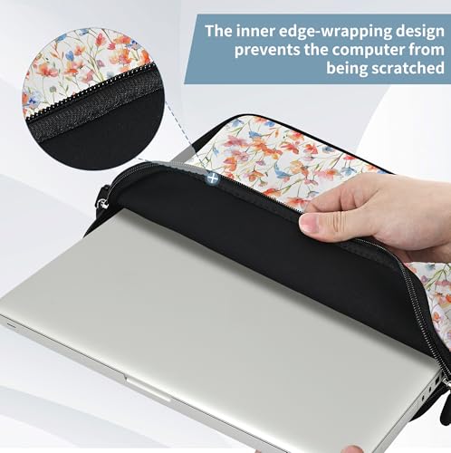 17 inch Laptop Shoulder Bag Carrying Case with Handle Fits 15.6/16/17/17.3/17.4 inch Laptop Notebook (Flowers1, 16-17.3 inch) - color: Flowers1
