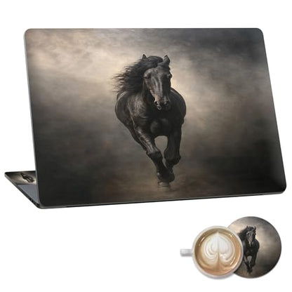 Laptop Skin Sticker Decal 15.6 Inch,12 13 13.3 14 15 15.6 in Laptop Netbook Skins for Notebook,Art Decal Removable Waterproof Scratch Resistant,Universal Vinyl Cover,Black Horse Cool - color: Black Horse Cool
