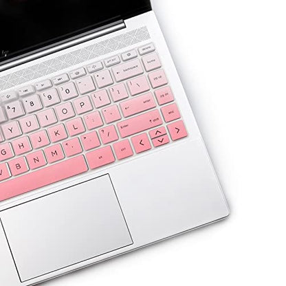 2PCS Keyboard Cover Skin for New 14'' HP Pavilion x360 14m-dw/dy 14-dv/ek 14-dw1010wm 14-dv0010wm 14m-dy0113dx 14m-dy1023dx 14-ek0033dx 14-ek0013dx 14t-dy100 14t-dw100 14m-dw1023dx - color: OmbrePink+Clear