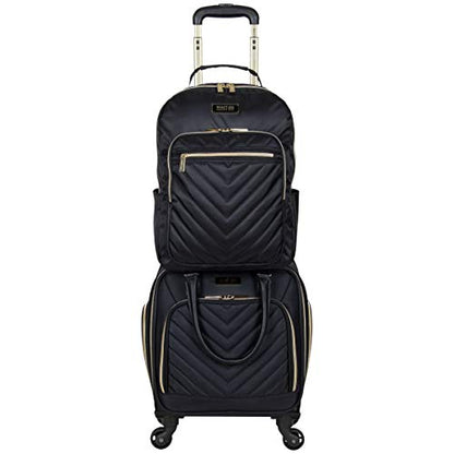 Kenneth Cole REACTION Chelsea 2-Piece Bundle - 17" 4-Wheel Spinner Underseat Carry-On Luggage & Matching 15" Laptop Backpack, Black - color: Black, size: 2pc Bundle (Underseater+Backpack)