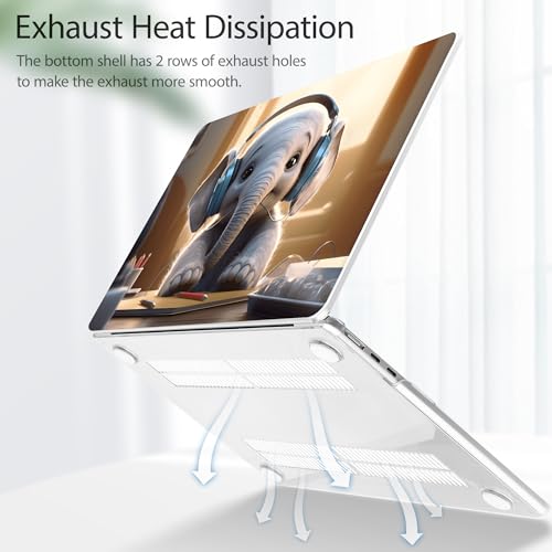 Tuiklol for MacBook Air 13 inch Case M5 2026 M4 2025 M3 2024 M2 2022 Release Model A3449 A3240 A3113 A2681,Plastic Hard Shell Cover for MacBook Air 13.6 with Touch ID, Elephant - color: Elephant