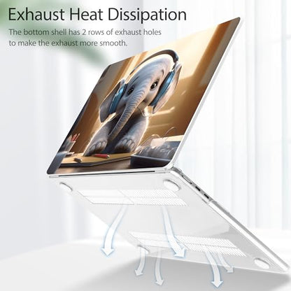 Tuiklol for MacBook Air 13 inch Case M5 2026 M4 2025 M3 2024 M2 2022 Release Model A3449 A3240 A3113 A2681,Plastic Hard Shell Cover for MacBook Air 13.6 with Touch ID, Elephant - color: Elephant