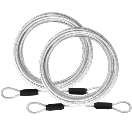 1/8" Stainless Steel Security Cable Luggage Lock, Double Loop, 2Pack | Rustproof, flexible wire rope, 4/6/10/15FT, anti-theft, weatherproof, durable, for luggage bike gate - color: Gray, size: 4ft (2Pack)
