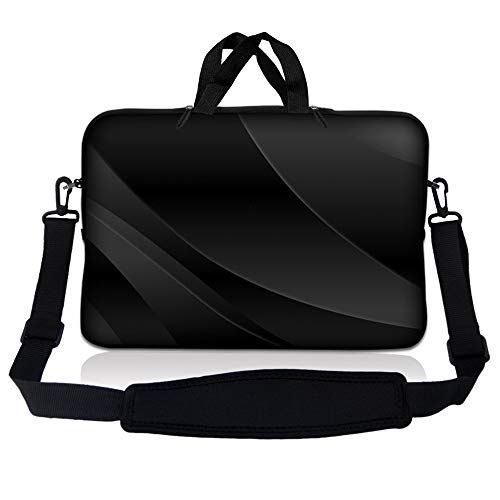 Laptop Skin Shop Neoprene Laptop Sleeve Bag Carrying Case with Handle and Adjustable Shoulder Strap Parent 1 - color: Black Vinyl Strips, size: 15 in – 15.6 in
