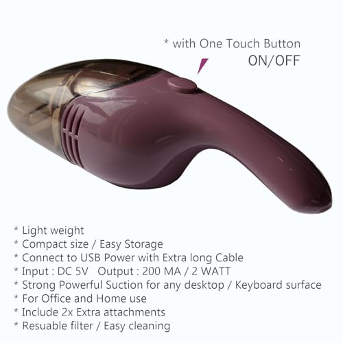 Lightweight Mini Vacuum with Strong Suction - Perfect for Keyboard, Desktop Dust Removal (Purple) - color: Purple