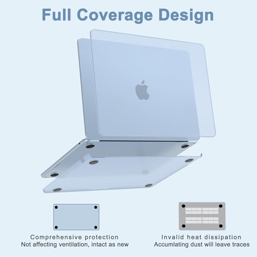 G JGOO Compatible with MacBook Air 15 inch Case 2026 2025 2024 2023 M5 A3448 M4 A3241 M3 A3114 M2 A2941, 100% Match Official Color, Plactic Hard Case +Keyboard Cover +Screen Protector, Sky Blue - color: Sky Blue Clear