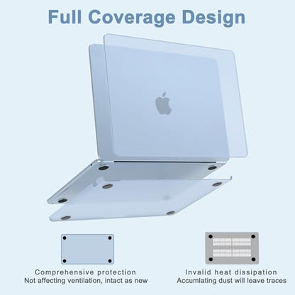 G JGOO Compatible with MacBook Air 15 inch Case 2026 2025 2024 2023 M5 A3448 M4 A3241 M3 A3114 M2 A2941, 100% Match Official Color, Plactic Hard Case +Keyboard Cover +Screen Protector, Sky Blue - color: Sky Blue Clear