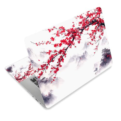 Aesthetic Laptop Skin Cover,12-15.6 Inch Universal Vinyl Sticker Decal,Waterproof Scratch-Resistant Notebook Wrap,Removable Residue-Free Protector,Cherry Blossom Mountain Landscape - color: Cherry Blossom Mountain Landscape