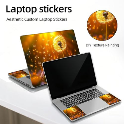 Universal Laptop Skin Sticker Decal, 12"-15.6" Aesthetic Vinyl Wrap, Glowing Dandelion Sunset Waterproof Notebook Cover Art Protector for MacBook HP Dell Lenovo, Fits 13" 14" 15" 15.6" - color: Glowing Dandelion Sunset