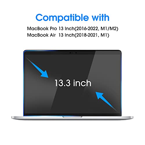 amFilm Designed for MacBook Pro 13 Inch(2016-2022, M1/M2) /MacBook Air 13 Inch(2018-2021, M1) Privacy Glass Screen Protector [Zero Bubbles][9H Hardness][ Anti-Scratch][ Anti-fingerprint] | Scratch Protection, Easy to Instllation & Bubble Free, HD Clear, U
