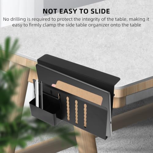 Lurrose Desk Laptop Mount Clamp with Non-Slip Pad, Carbon Steel Laptop Holder and Versatile Accessory for Living Room Table and Desk, Black Vertical Organizer