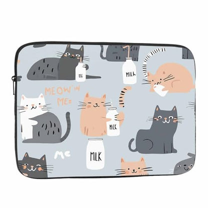 Laptop Sleeve Bag 15.4 15.6 Inch,Modern Cats Funny Cat Grey Protective Polyester Computer Cases Laptop Cover Briefcase Bag Tablet Travel Cover - color: LPS-017