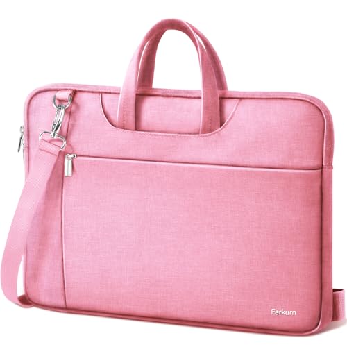 Ferkurn Laptop Case Bag Women Men Computer Sleeve with Shoulder Compatible with HP/Inspiron/Thinkpad/Vivobook/MSI/Surface, 15.6 inch, Pink - color: Blush Pink, size: 15.6 inch