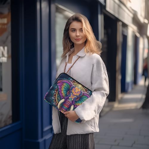 Mandala Elephant Laptop Sleeve 13 14 Inch Puffy Quilted Carrying Case Protective Computer Bag Waterproof Laptops Sleeve for Women Men - color: Mandala Elegant, size: Medium