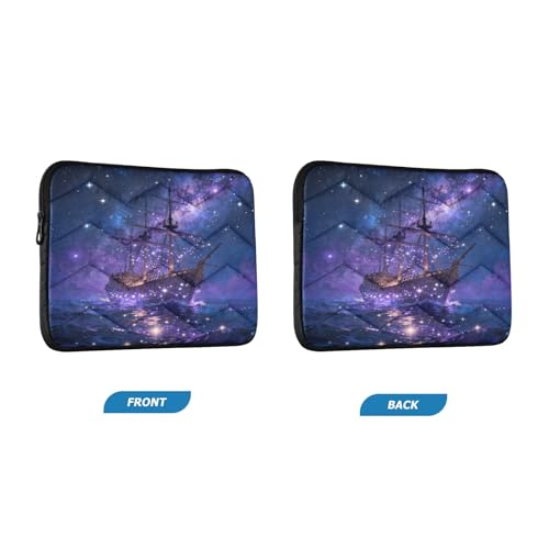 Purple Galaxy Dark Boat Waterproof Laptop Sleeves 14-16 Inch Padded Quilted Laptop Protector Bag Notebook Case - color: purple galaxy dark boat, size: Large