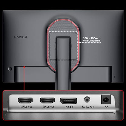 KOORUI Gaming Monitor, QHD 24" Nano IPS Display, 1440P 165Hz Computer Monitor, 1ms 2K PC Screen, 100% sRGB, Adaptive Sync, Height/Tilt/Pivot Adjustment, HDMI, DisplayPort, GP01 - size: 24"/QHD/165Hz