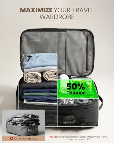 Fanwoli Rolling Travel Backpack with One-Button Vacuum System, Expandable | Roller or Hip Belt, Built-in Pump, Carry on, TSA Lock, Water-Repellent, Wet/Dry Separate, Shoe Pocket, Fits 17" Laptop