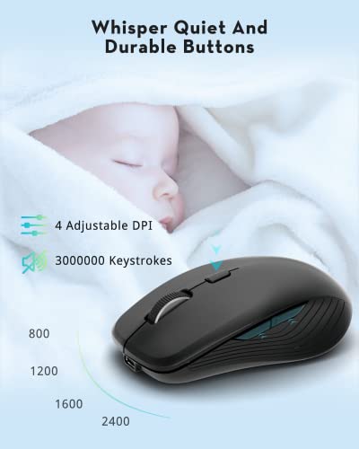 Samsers Wireless Multi-Device Dual-Mode Keyboard and Mouse Combo, Black | Full-Size Layout with Numeric Keypad, Bluetooth 5.0x2 +2.4G, Ultra Slim Silent, Compact Design, for MacOS/iOS/Android/Windows