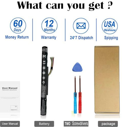 AS16A5K AS16A8K 4ICR19/66 Battery for Acer Aspire E15 E5-575 N16Q2 E5-576G | E5-575G E5-475 F5-573 E5-575-52JF E5-575-33BM E5-575G-76YK E5-575-54SM E5-575G-57D4 E5-576-392H E5-575-54E8 KT.00605.002