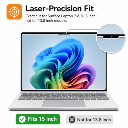 Megoo ArmorShield Glass Screen Protector for Surface Laptop 8/7 15 Inch | 9H Tempered Glass, HD Clear, Scratch Resistant, 2 Pack - size: Surface Laptop 15"