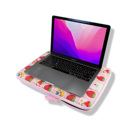 Sonix | Puffy Laptop Sleeve | 15-16 Inch, Quilted Pillow Puffer Laptop Carrying Case, Computer Sleeve | Strawberry Shortcake Checkered - color: Strawberry Shortcake Checkered