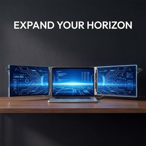 15" Dual Laptop Screen Extender for 13.3-16 Inch Laptop | 1080P Foldable Portable Monitor Create Triple Display, Plug & Play (USB-C/Mini H/D) for Work, Travel, Home, Aluminum Alloy - size: 15 Inch