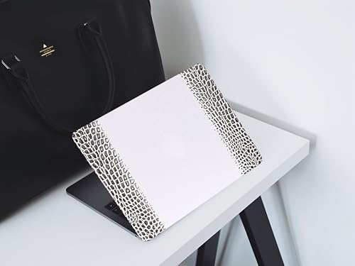 Crocodile Case for MacBook Air 13 inch 2026 M5, 2022-2025 M4/M3/M2 | Model A3449 A3240 A3113 A2681, Texture Crocodile Aligator Skin Snakeskin PU Leather Hardshell & Keyboard Cover, Black White - color: ## Black White Crocodile